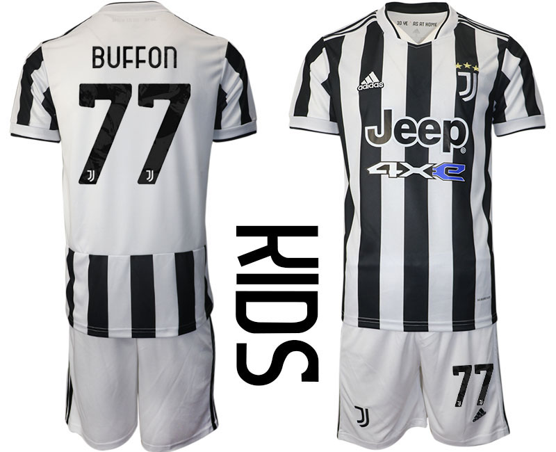 Youth 2021-2022 Club Juventus home white #77 Adidas Soccer Jersey